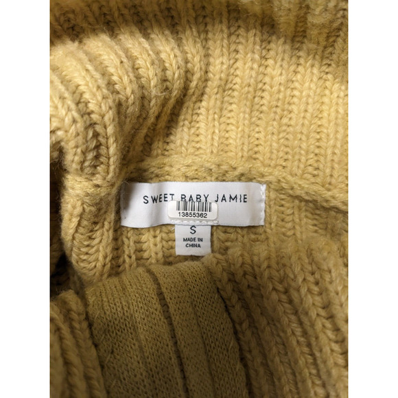 Sweet Baby Jamie Small Rib Half Zip Sweater Yellow Wool Nylon Blend Long Sleeves - Picture 9 of 11